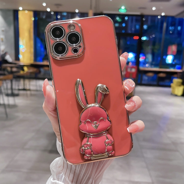 جراب هاتف بحامل أرنب مطلي، مناسب لأجهزة iPhone 13 Pro Max وiPhone 12 وiPhone 12 Pro وiPhone 12 Pro Max وiPhone 11 وiPhone 11 Pro