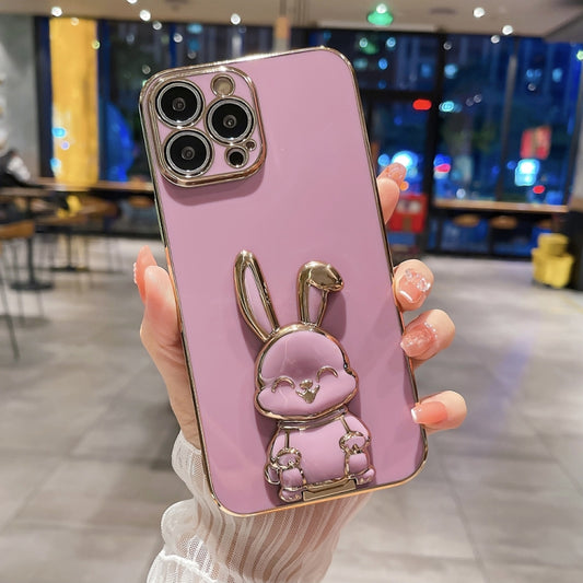 جراب هاتف بتصميم أرنب مطلي، مناسب لآيفون 11 برو ماكس، وآيفون X / XS، وآيفون XR، وآيفون XS ماكس