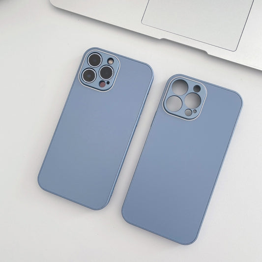 جراب هاتف زجاجي مقسّى من الجلد لهاتف iPhone 11