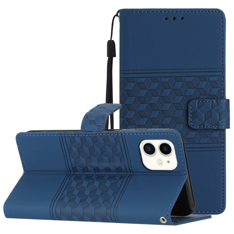 Diamond Embossed Skin Feel Leather Phone Case with Lanyard, For iPhone 11, For iPhone 11 Pro, For iPhone 11 Pro Max, For iPhone 12 mini, For iPhone 12 Pro, For iPhone 12 Pro Max, For iPhone 13, For iPhone 13 mini