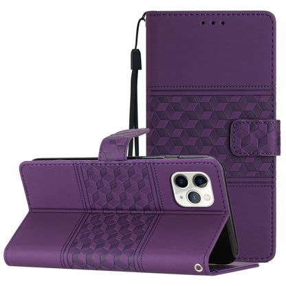 Diamond Embossed Skin Feel Leather Phone Case with Lanyard, For iPhone 11, For iPhone 11 Pro, For iPhone 11 Pro Max, For iPhone 12 mini, For iPhone 12 Pro, For iPhone 12 Pro Max, For iPhone 13, For iPhone 13 mini