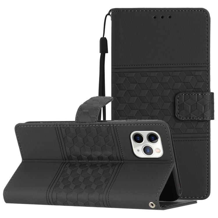 Diamond Embossed Skin Feel Leather Phone Case with Lanyard, For iPhone 11, For iPhone 11 Pro, For iPhone 11 Pro Max, For iPhone 12 mini, For iPhone 12 Pro, For iPhone 12 Pro Max, For iPhone 13, For iPhone 13 mini