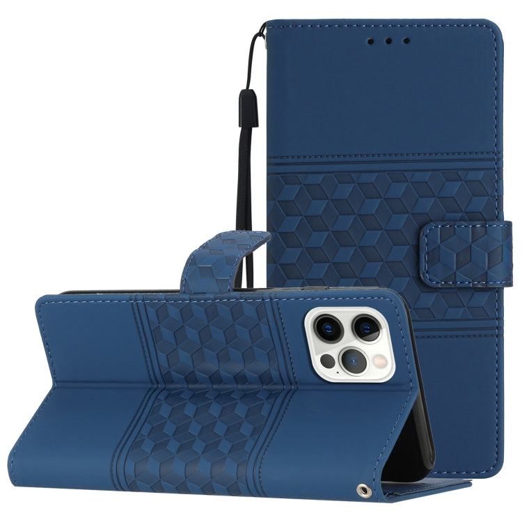 Diamond Embossed Skin Feel Leather Phone Case with Lanyard, For iPhone 11, For iPhone 11 Pro, For iPhone 11 Pro Max, For iPhone 12 mini, For iPhone 12 Pro, For iPhone 12 Pro Max, For iPhone 13, For iPhone 13 mini