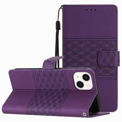 Diamond Embossed Skin Feel Leather Phone Case with Lanyard, For iPhone 13 Pro, For iPhone 13 Pro Max, For iPhone 14, For iPhone 14 Plus, For iPhone 14 Pro, For iPhone 14 Pro Max, For iPhone X / XS, For iPhone XR