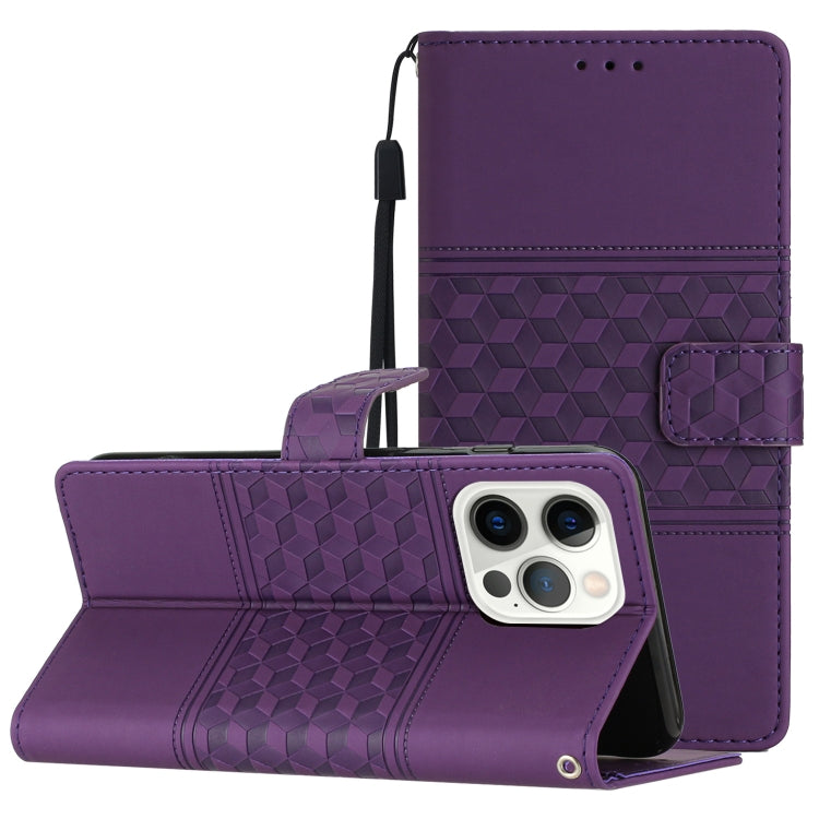 Diamond Embossed Skin Feel Leather Phone Case with Lanyard, For iPhone 13 Pro, For iPhone 13 Pro Max, For iPhone 14, For iPhone 14 Plus, For iPhone 14 Pro, For iPhone 14 Pro Max, For iPhone X / XS, For iPhone XR