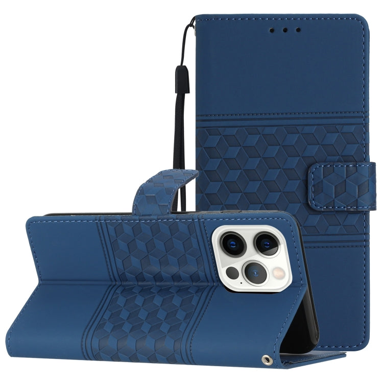 Diamond Embossed Skin Feel Leather Phone Case with Lanyard, For iPhone 13 Pro, For iPhone 13 Pro Max, For iPhone 14, For iPhone 14 Plus, For iPhone 14 Pro, For iPhone 14 Pro Max, For iPhone X / XS, For iPhone XR