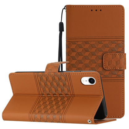 Diamond Embossed Skin Feel Leather Phone Case with Lanyard, For iPhone 13 Pro, For iPhone 13 Pro Max, For iPhone 14, For iPhone 14 Plus, For iPhone 14 Pro, For iPhone 14 Pro Max, For iPhone X / XS, For iPhone XR