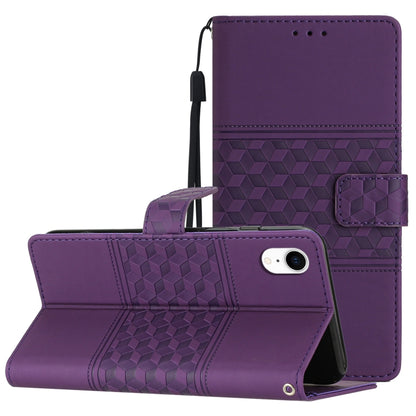 Diamond Embossed Skin Feel Leather Phone Case with Lanyard, For iPhone 13 Pro, For iPhone 13 Pro Max, For iPhone 14, For iPhone 14 Plus, For iPhone 14 Pro, For iPhone 14 Pro Max, For iPhone X / XS, For iPhone XR