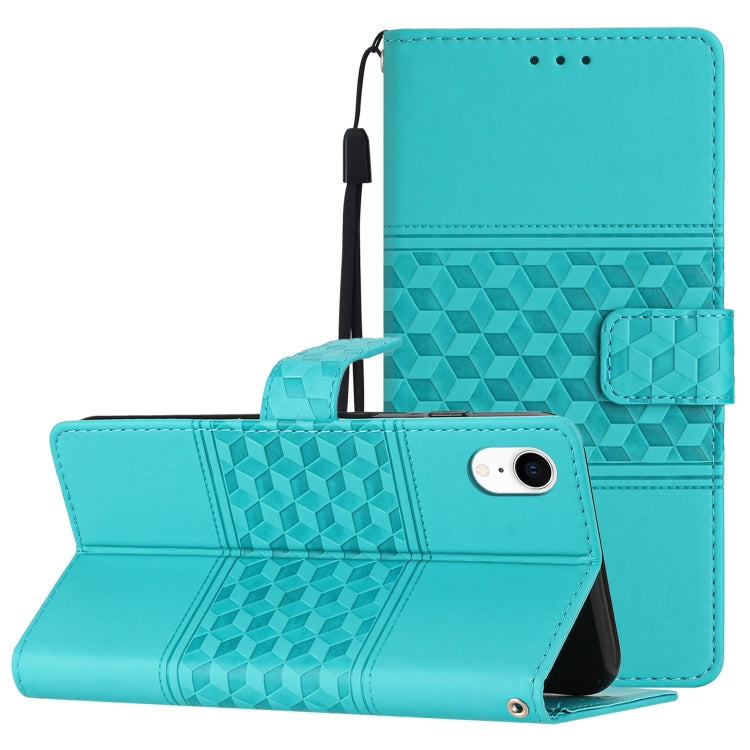Diamond Embossed Skin Feel Leather Phone Case with Lanyard, For iPhone 13 Pro, For iPhone 13 Pro Max, For iPhone 14, For iPhone 14 Plus, For iPhone 14 Pro, For iPhone 14 Pro Max, For iPhone X / XS, For iPhone XR