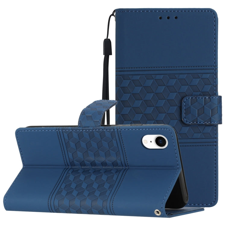 Diamond Embossed Skin Feel Leather Phone Case with Lanyard, For iPhone 13 Pro, For iPhone 13 Pro Max, For iPhone 14, For iPhone 14 Plus, For iPhone 14 Pro, For iPhone 14 Pro Max, For iPhone X / XS, For iPhone XR
