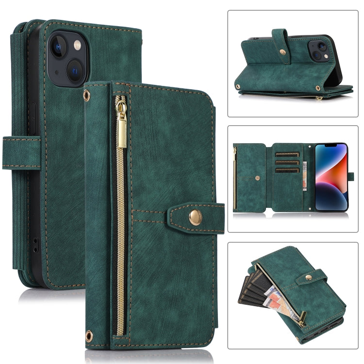 Dream 9-Card Wallet Zipper Bag Leather Phone Case, For iPhone 14, For iPhone 14 Plus, For iPhone 14 Pro, For iPhone 14 Pro Max, For iPhone 13, For iPhone 13 Pro, For iPhone 13 Pro Max, For iPhone 12 mini