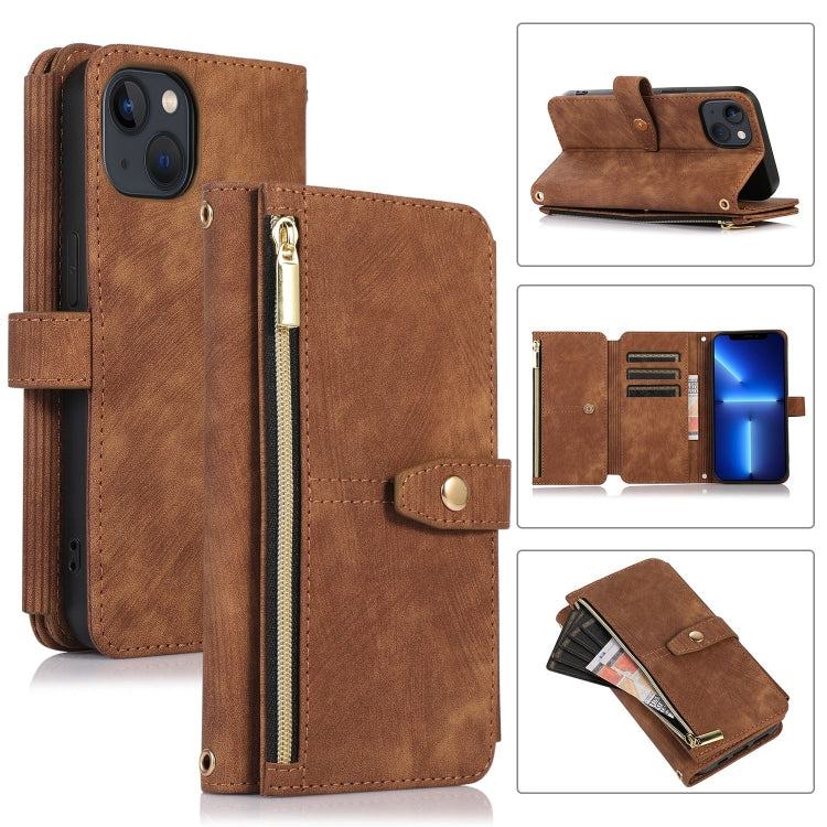 Dream 9-Card Wallet Zipper Bag Leather Phone Case, For iPhone 14, For iPhone 14 Plus, For iPhone 14 Pro, For iPhone 14 Pro Max, For iPhone 13, For iPhone 13 Pro, For iPhone 13 Pro Max, For iPhone 12 mini