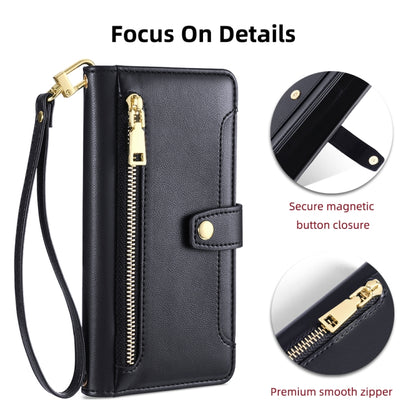 Sheep Texture Cross-body Zipper Wallet Leather Phone Case, For iPhone 14, For iPhone 14 Plus, For iPhone 14 Pro, For iPhone 14 Pro Max, For iPhone 13 mini, For iPhone 13, For iPhone 13 Pro, For iPhone 13 Pro Max