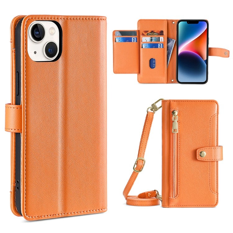 Sheep Texture Cross-body Zipper Wallet Leather Phone Case, For iPhone 14, For iPhone 14 Plus, For iPhone 14 Pro, For iPhone 14 Pro Max, For iPhone 13 mini, For iPhone 13, For iPhone 13 Pro, For iPhone 13 Pro Max