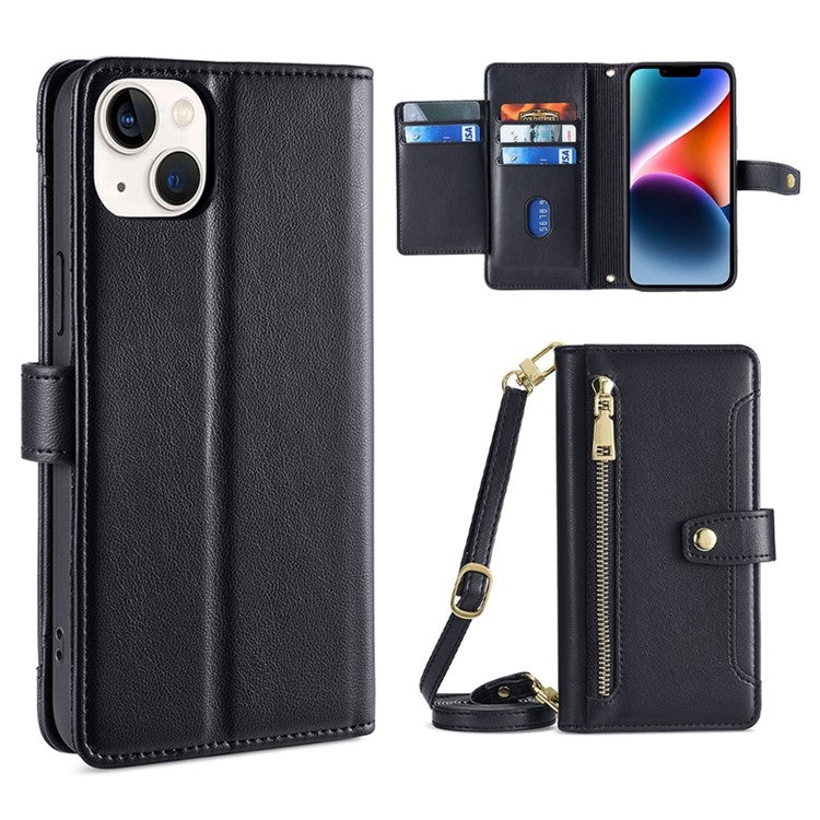 Sheep Texture Cross-body Zipper Wallet Leather Phone Case, For iPhone 14, For iPhone 14 Plus, For iPhone 14 Pro, For iPhone 14 Pro Max, For iPhone 13 mini, For iPhone 13, For iPhone 13 Pro, For iPhone 13 Pro Max