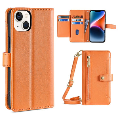 Sheep Texture Cross-body Zipper Wallet Leather Phone Case, For iPhone 14, For iPhone 14 Plus, For iPhone 14 Pro, For iPhone 14 Pro Max, For iPhone 13 mini, For iPhone 13, For iPhone 13 Pro, For iPhone 13 Pro Max