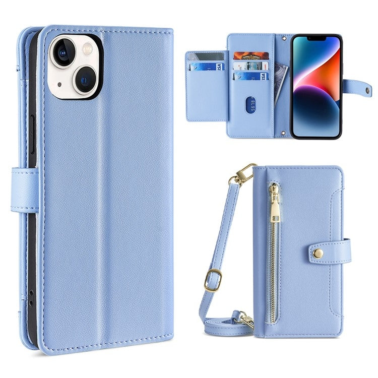Sheep Texture Cross-body Zipper Wallet Leather Phone Case, For iPhone 14, For iPhone 14 Plus, For iPhone 14 Pro, For iPhone 14 Pro Max, For iPhone 13 mini, For iPhone 13, For iPhone 13 Pro, For iPhone 13 Pro Max