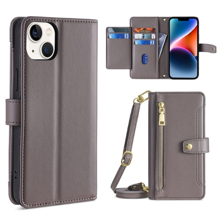 Sheep Texture Cross-body Zipper Wallet Leather Phone Case, For iPhone 14, For iPhone 14 Plus, For iPhone 14 Pro, For iPhone 14 Pro Max, For iPhone 13 mini, For iPhone 13, For iPhone 13 Pro, For iPhone 13 Pro Max
