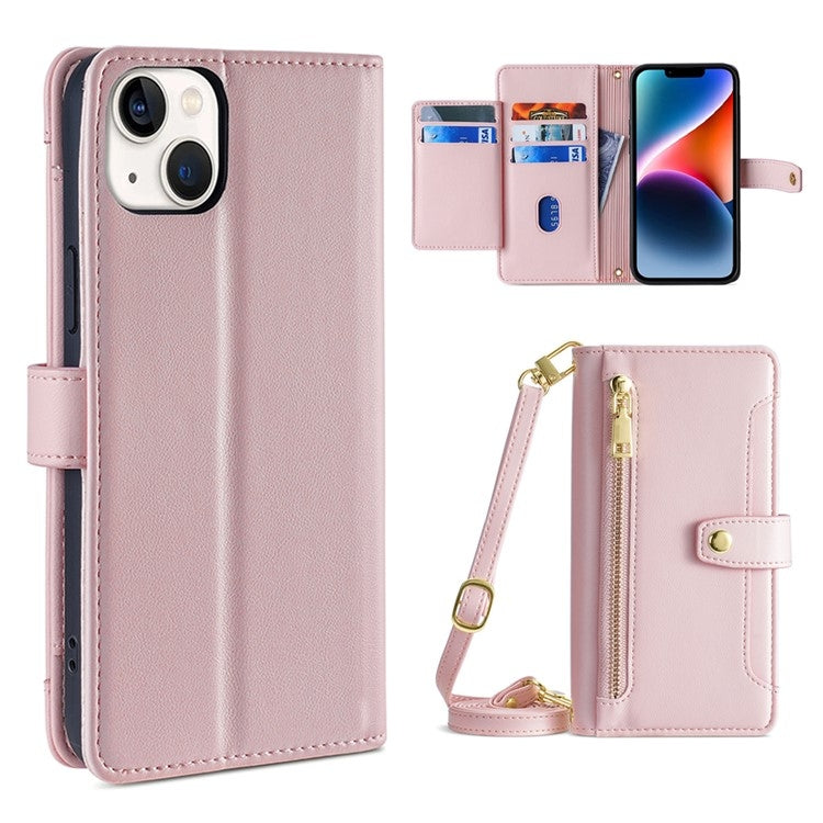 Sheep Texture Cross-body Zipper Wallet Leather Phone Case, For iPhone 14, For iPhone 14 Plus, For iPhone 14 Pro, For iPhone 14 Pro Max, For iPhone 13 mini, For iPhone 13, For iPhone 13 Pro, For iPhone 13 Pro Max