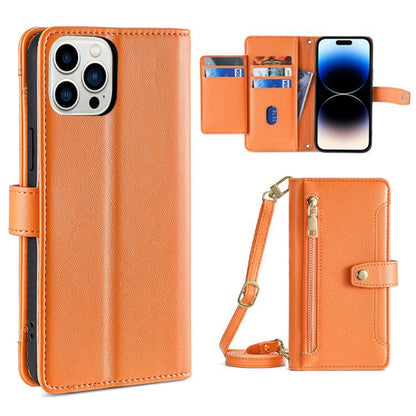 Sheep Texture Cross-body Zipper Wallet Leather Phone Case, For iPhone 14, For iPhone 14 Plus, For iPhone 14 Pro, For iPhone 14 Pro Max, For iPhone 13 mini, For iPhone 13, For iPhone 13 Pro, For iPhone 13 Pro Max