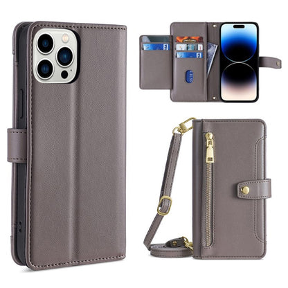Sheep Texture Cross-body Zipper Wallet Leather Phone Case, For iPhone 14, For iPhone 14 Plus, For iPhone 14 Pro, For iPhone 14 Pro Max, For iPhone 13 mini, For iPhone 13, For iPhone 13 Pro, For iPhone 13 Pro Max
