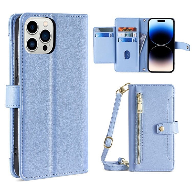 Sheep Texture Cross-body Zipper Wallet Leather Phone Case, For iPhone 14, For iPhone 14 Plus, For iPhone 14 Pro, For iPhone 14 Pro Max, For iPhone 13 mini, For iPhone 13, For iPhone 13 Pro, For iPhone 13 Pro Max