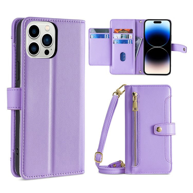 Sheep Texture Cross-body Zipper Wallet Leather Phone Case, For iPhone 14, For iPhone 14 Plus, For iPhone 14 Pro, For iPhone 14 Pro Max, For iPhone 13 mini, For iPhone 13, For iPhone 13 Pro, For iPhone 13 Pro Max