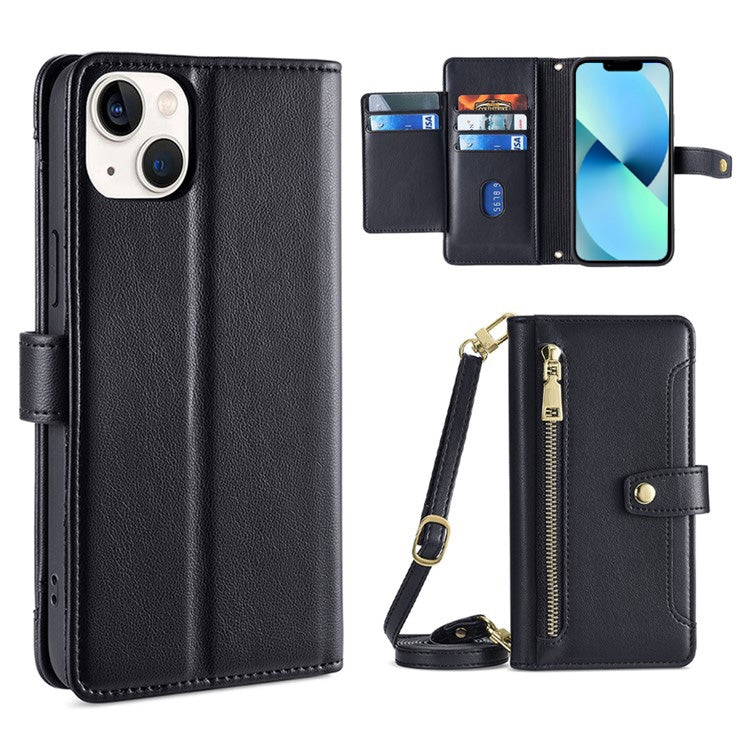 Sheep Texture Cross-body Zipper Wallet Leather Phone Case, For iPhone 14, For iPhone 14 Plus, For iPhone 14 Pro, For iPhone 14 Pro Max, For iPhone 13 mini, For iPhone 13, For iPhone 13 Pro, For iPhone 13 Pro Max