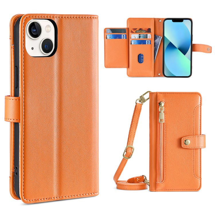 Sheep Texture Cross-body Zipper Wallet Leather Phone Case, For iPhone 14, For iPhone 14 Plus, For iPhone 14 Pro, For iPhone 14 Pro Max, For iPhone 13 mini, For iPhone 13, For iPhone 13 Pro, For iPhone 13 Pro Max