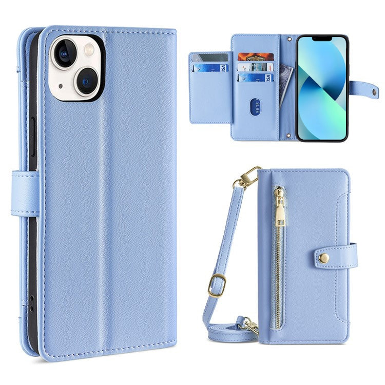 Sheep Texture Cross-body Zipper Wallet Leather Phone Case, For iPhone 14, For iPhone 14 Plus, For iPhone 14 Pro, For iPhone 14 Pro Max, For iPhone 13 mini, For iPhone 13, For iPhone 13 Pro, For iPhone 13 Pro Max