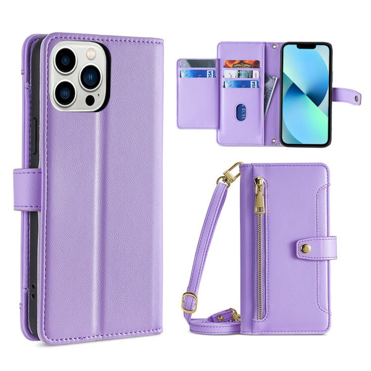 Sheep Texture Cross-body Zipper Wallet Leather Phone Case, For iPhone 14, For iPhone 14 Plus, For iPhone 14 Pro, For iPhone 14 Pro Max, For iPhone 13 mini, For iPhone 13, For iPhone 13 Pro, For iPhone 13 Pro Max