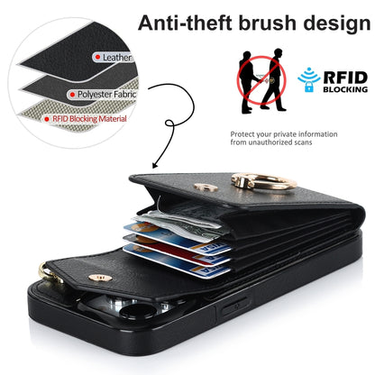Ring Holder RFID Card Slot Phone Case with Long Lanyard, For iPhone 14, For iPhone 14 Plus, For iPhone 14 Pro, For iPhone 14 Pro Max, For Samsung Galaxy S22 5G, For Samsung Galaxy S22+ 5G, For Samsung Galaxy S22 Ultra 5G, For Samsung Galaxy S23 5G�����...