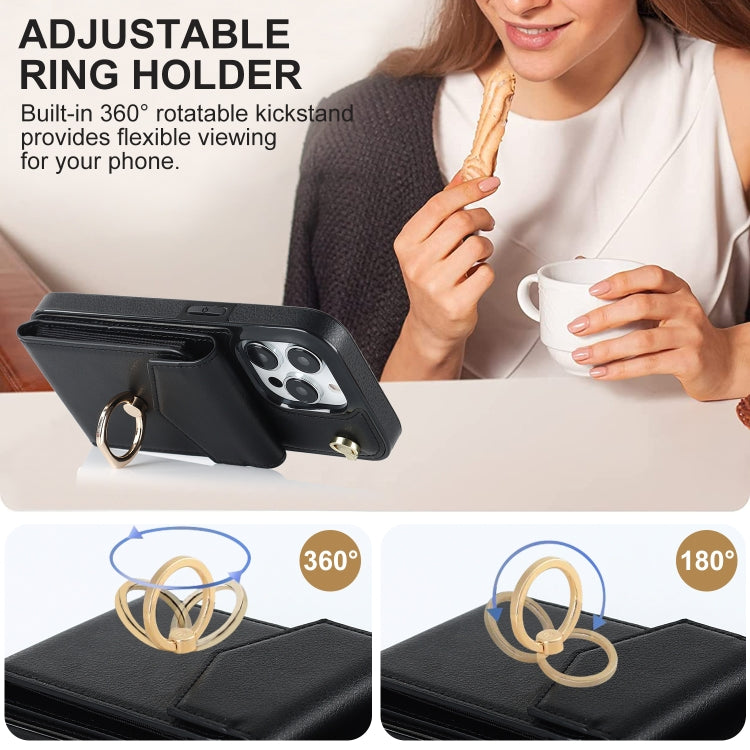 Ring Holder RFID Card Slot Phone Case with Long Lanyard, For iPhone 14, For iPhone 14 Plus, For iPhone 14 Pro, For iPhone 14 Pro Max, For Samsung Galaxy S22 5G, For Samsung Galaxy S22+ 5G, For Samsung Galaxy S22 Ultra 5G, For Samsung Galaxy S23 5G�����...