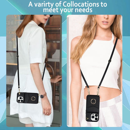 Ring Holder RFID Card Slot Phone Case with Long Lanyard, For iPhone 14, For iPhone 14 Plus, For iPhone 14 Pro, For iPhone 14 Pro Max, For Samsung Galaxy S22 5G, For Samsung Galaxy S22+ 5G, For Samsung Galaxy S22 Ultra 5G, For Samsung Galaxy S23 5G�����...
