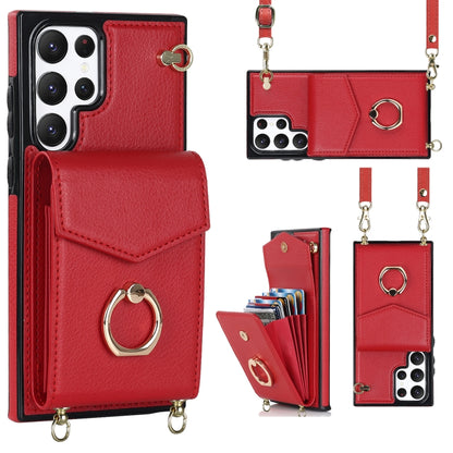 Ring Holder RFID Card Slot Phone Case with Long Lanyard, For iPhone 14, For iPhone 14 Plus, For iPhone 14 Pro, For iPhone 14 Pro Max, For Samsung Galaxy S22 5G, For Samsung Galaxy S22+ 5G, For Samsung Galaxy S22 Ultra 5G, For Samsung Galaxy S23 5G�����...