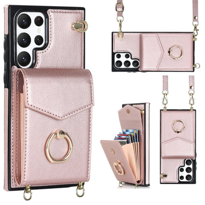 Ring Holder RFID Card Slot Phone Case with Long Lanyard, For iPhone 14, For iPhone 14 Plus, For iPhone 14 Pro, For iPhone 14 Pro Max, For Samsung Galaxy S22 5G, For Samsung Galaxy S22+ 5G, For Samsung Galaxy S22 Ultra 5G, For Samsung Galaxy S23 5G�����...