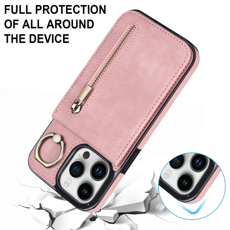 جراب هاتف بتصميم ريترو مع حلقة وسحاب وفتحة لبطاقة RFID، مناسب لأجهزة iPhone 14 وiPhone 14 Plus وiPhone 14 Pro وiPhone 14 Pro Max