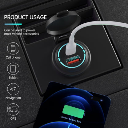 شاحن سيارة ZH-1786A2 بمنفذي USB-A وType-C QC3.0، طول الكابل: 60 سم، ZH-1786A2