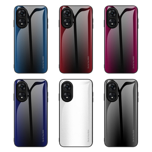For OPPO A17 Texture Gradient Glass TPU Phone Case, For OPPO A17