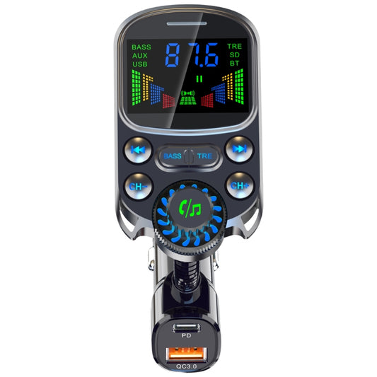 BC86 شاشة ملونة للسيارة، جهاز إرسال FM بتقنية البلوتوث 5.3، مشغل MP3، BC86