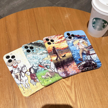 جراب هاتف لامع من البولي كربونات بنمط لوحة زيتية، مناسب لأجهزة iPhone X / XS، iPhone XR، iPhone XS Max، iPhone 8 Plus / 7 Plus