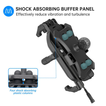 WUPP CS-1848B2 15W Motorcycle Wireless Fast Charging Phone Navigation Holder, Handlebars