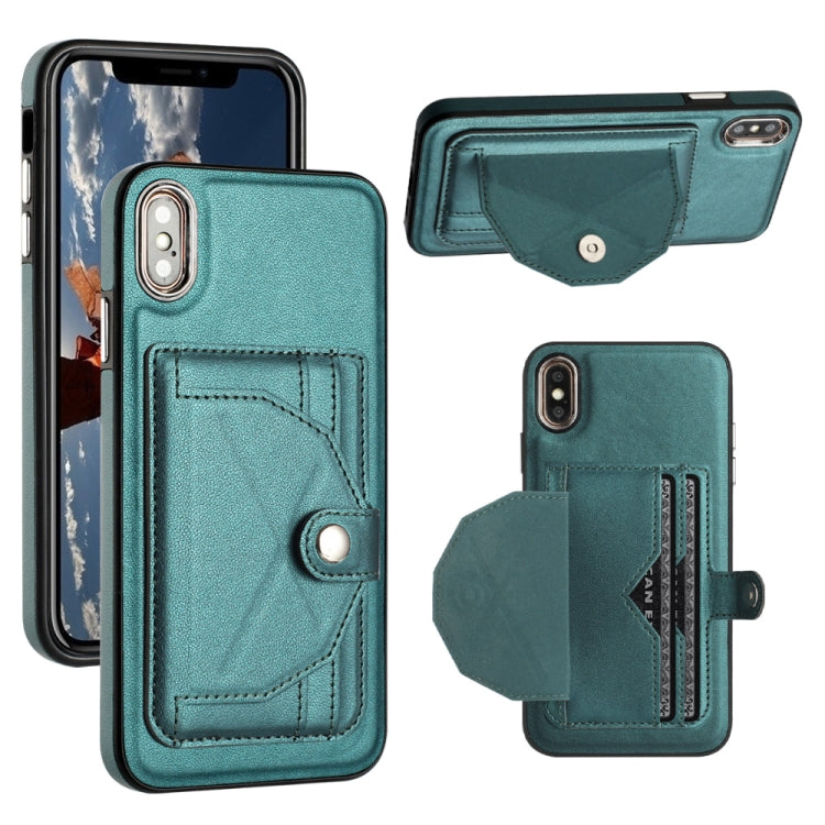 جراب هاتف جلدي مقاوم للصدمات مع حامل بطاقات، مناسب لأجهزة iPhone XS Max وiPhone XR وiPhone X / XS وiPhone SE 2022/SE 2020/6/7/8 وiPhone 6 Plus/7 Plus/8 Plus