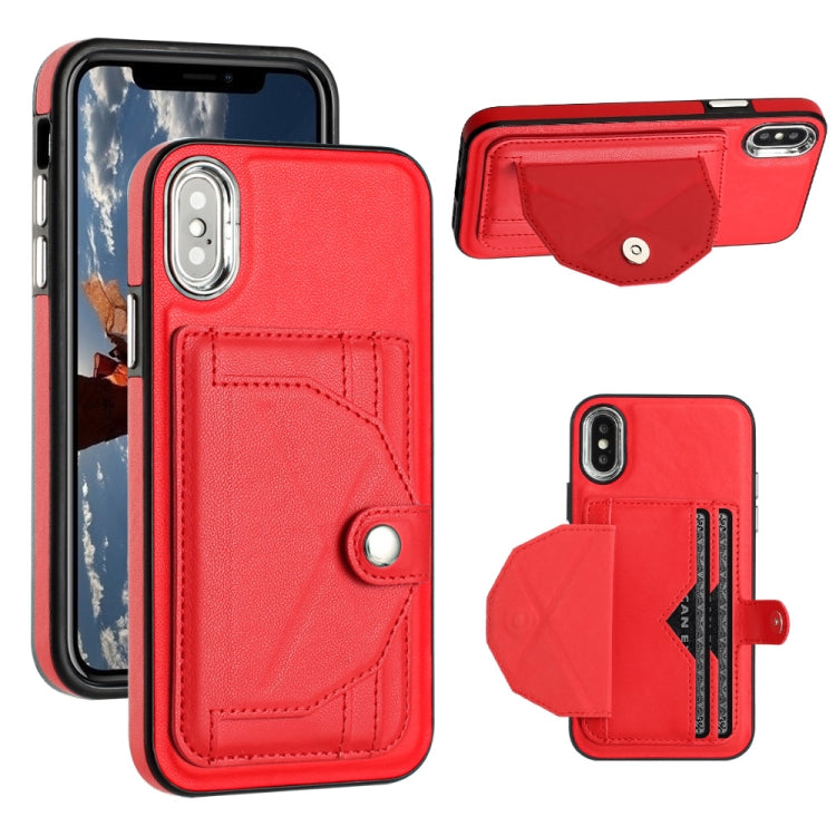 جراب هاتف جلدي مقاوم للصدمات مع حامل بطاقات، مناسب لأجهزة iPhone XS Max وiPhone XR وiPhone X / XS وiPhone SE 2022/SE 2020/6/7/8 وiPhone 6 Plus/7 Plus/8 Plus
