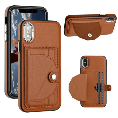 جراب هاتف جلدي مقاوم للصدمات مع حامل بطاقات، مناسب لأجهزة iPhone XS Max وiPhone XR وiPhone X / XS وiPhone SE 2022/SE 2020/6/7/8 وiPhone 6 Plus/7 Plus/8 Plus