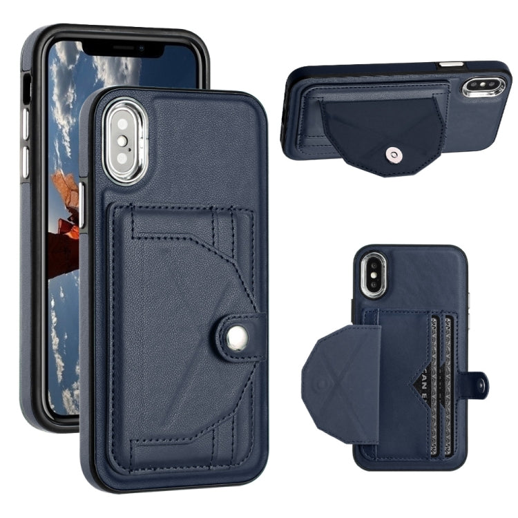 جراب هاتف جلدي مقاوم للصدمات مع حامل بطاقات، مناسب لأجهزة iPhone XS Max وiPhone XR وiPhone X / XS وiPhone SE 2022/SE 2020/6/7/8 وiPhone 6 Plus/7 Plus/8 Plus