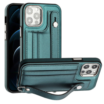 Shockproof Leather Phone Case with Wrist Strap, For iPhone 13, For iPhone 13 Pro, For iPhone 13 Pro Max, For iPhone 12 / 12 Pro, For iPhone 12 Pro Max, For iPhone 11, For iPhone 11 Pro, For iPhone 11 Pro Max