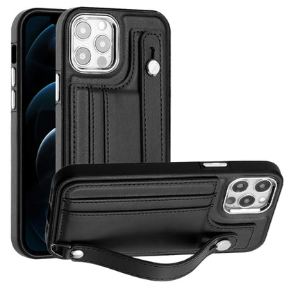 Shockproof Leather Phone Case with Wrist Strap, For iPhone 13, For iPhone 13 Pro, For iPhone 13 Pro Max, For iPhone 12 / 12 Pro, For iPhone 12 Pro Max, For iPhone 11, For iPhone 11 Pro, For iPhone 11 Pro Max