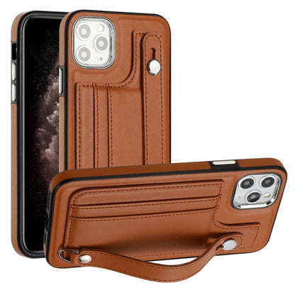 Shockproof Leather Phone Case with Wrist Strap, For iPhone 13, For iPhone 13 Pro, For iPhone 13 Pro Max, For iPhone 12 / 12 Pro, For iPhone 12 Pro Max, For iPhone 11, For iPhone 11 Pro, For iPhone 11 Pro Max