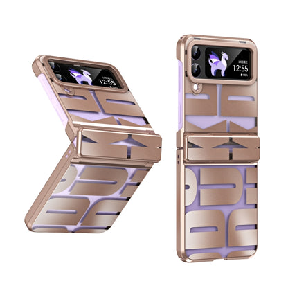 جراب هاتف قابل للطي مطلي بالكهرباء ومُزود بمفصلة، لهاتف Samsung Galaxy Z Flip4 5G